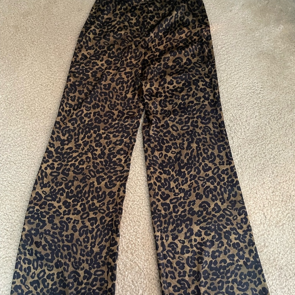 NWT! Favorite Daughter Brown and Black Leopard Print Wide Leg Pants: Size 4